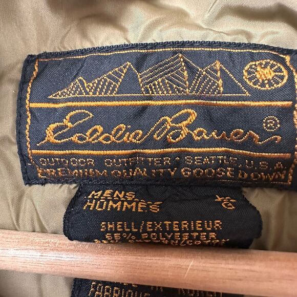 VTG Eddie Bauer Parka Mens Large Red Coat Down Feathers Outdoor Winter Details - Picture 4 of 10